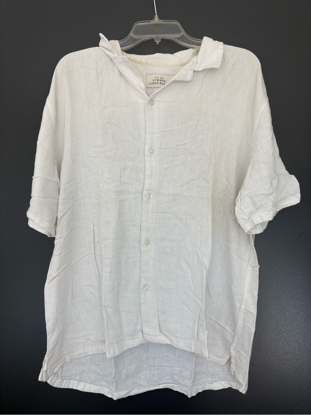 Abercrombie & Fitch White Short-Sleeve Linen Button-Down